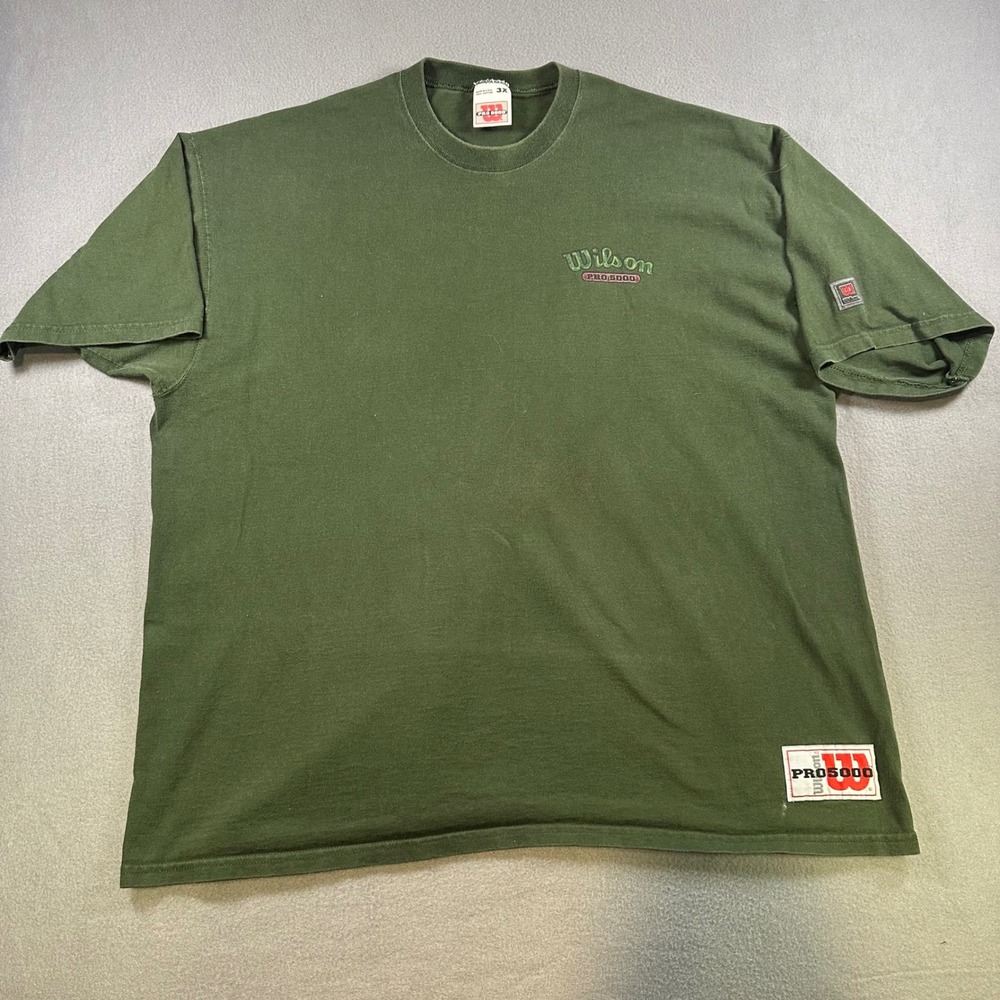 Vintage Wilson Pro 5000 T Shirt Mens 3X Green Cotton Made in USA Embroidered Tee